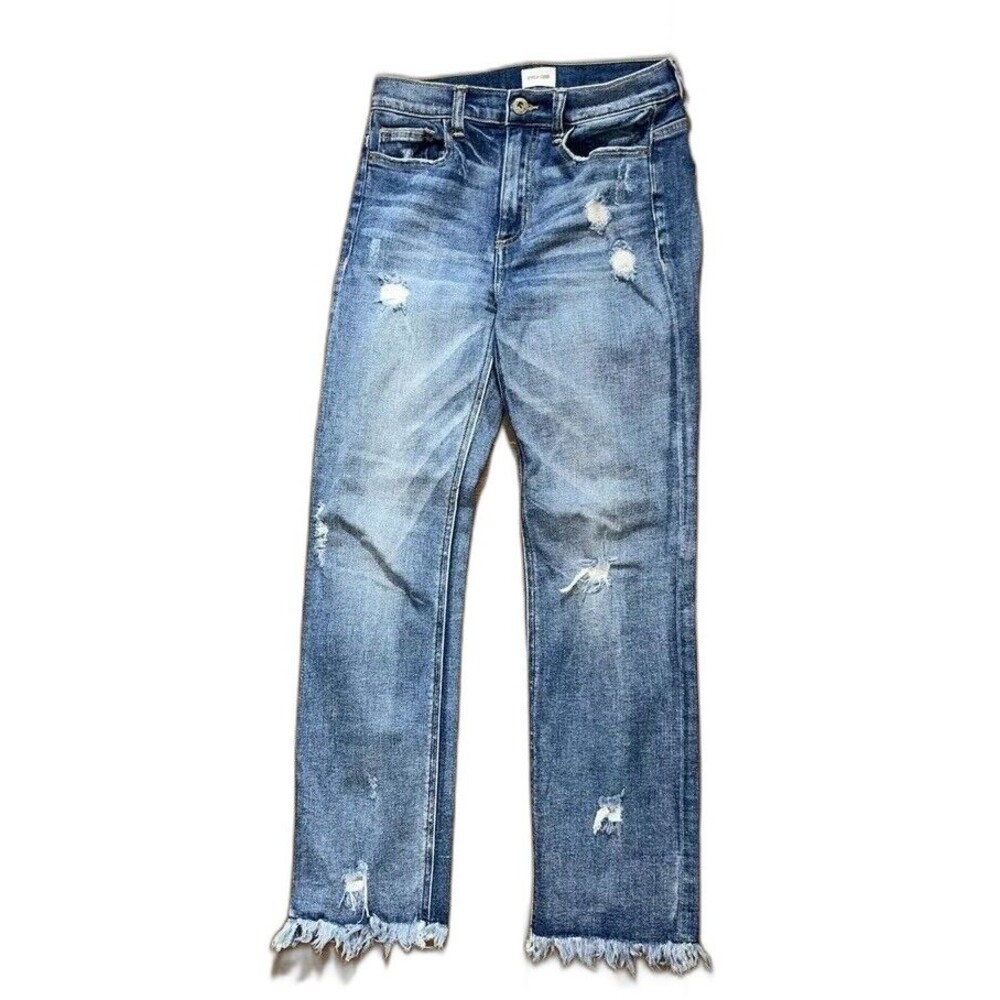 Sneak Peek 5 Pocket Distressed High Rise Jeans Sz 3 Raw Edge P9856m